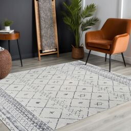 Livabliss Roma-Modern White Grey Charcoal Living Dining Bedroom Rug - Size: 200 cm x 275 cm - thumbnail 8
