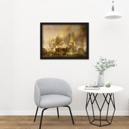 "Artery8 Wall Art Print Stanfield The Battle Of Trafalgar Painting Large Framed Wall Décor Art in Black - Size: W18"" x H24""" - thumbnail 2