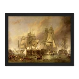 "Artery8 Wall Art Print Stanfield The Battle Of Trafalgar Painting Large Framed Wall Décor Art in Black - Size: W18"" x H24""" - thumbnail 1
