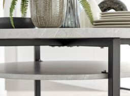FurnitureboxUK Adley Grey Concrete Effect Round Dining Table & 4 Halleyy Fabric Chairs in Cream - thumbnail 3