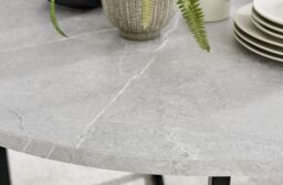 FurnitureboxUK Adley Grey Concrete Effect Round Dining Table & 4 Halleyy Fabric Chairs in Cream - thumbnail 2