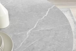 FurnitureboxUK Adley Grey Concrete Effect Round Dining Table & 4 Halleyy Fabric Chairs in Cream - thumbnail 5