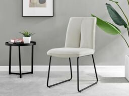 FurnitureboxUK Adley Grey Concrete Effect Round Dining Table & 4 Halleyy Fabric Chairs in Cream - thumbnail 9