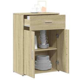 Berkfield Home Sideboard Sonoma Oak 60x30x84 cm Engineered Wood in Light Tan - Size: 60 x 30 x 84 cm - thumbnail 4