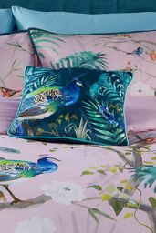 Soiree 'Peacock Jungle' Velvet Filled Cushion in Teal - Size: 43 cm x 43 cm - thumbnail 2