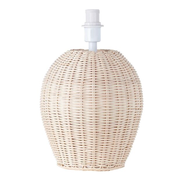 Happy Homewares Natural Light Brown Woven Rattan Table Lamp Base with White Cable & Switch - image 1