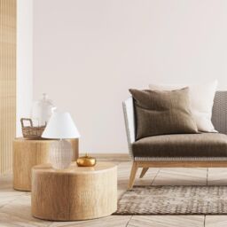 Happy Homewares Natural Light Brown Woven Rattan Table Lamp Base with White Cable & Switch - thumbnail 5