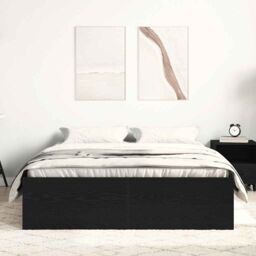 Berkfield Home Bed Frame without Mattress Black Oak 120x190 cm Engineered Wood in Brown - thumbnail 3