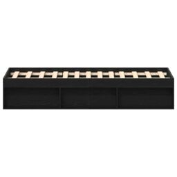 Berkfield Home Bed Frame without Mattress Black Oak 120x190 cm Engineered Wood in Brown - thumbnail 6