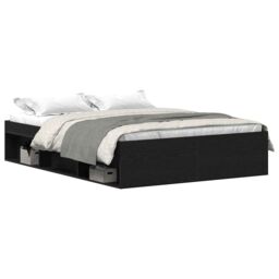 Berkfield Home Bed Frame without Mattress Black Oak 120x190 cm Engineered Wood in Brown - thumbnail 2