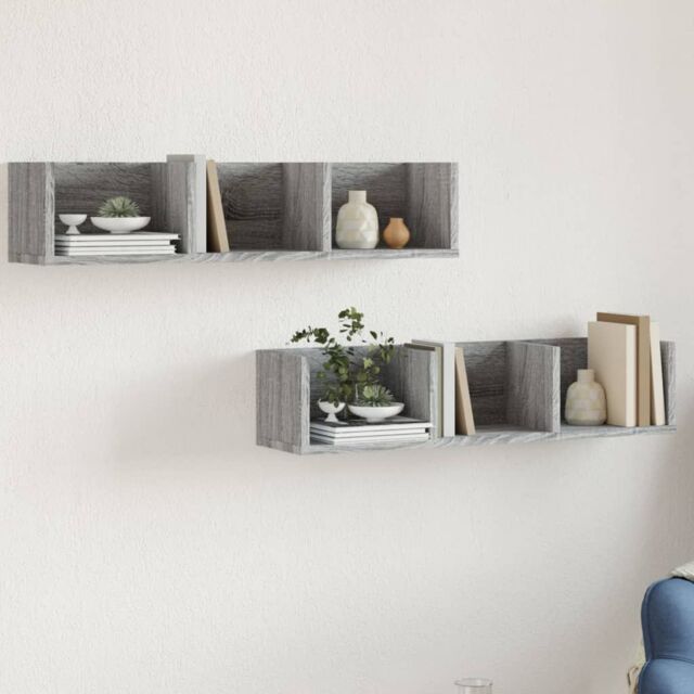 Berkfield Home Wall Cabinets 2 pcs Grey Sonoma 75x18x16.5 cm Engineered Wood - image 1