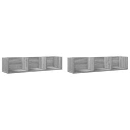 Berkfield Home Wall Cabinets 2 pcs Grey Sonoma 75x18x16.5 cm Engineered Wood - thumbnail 2