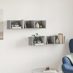 Berkfield Home Wall Cabinets 2 pcs Grey Sonoma 75x18x16.5 cm Engineered Wood - thumbnail 3