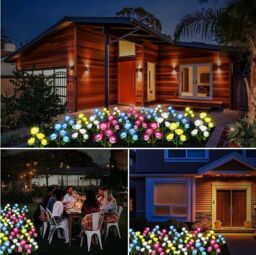 Leaper Solar-Powered Outdoor 4-Head Rose Decorative Landscape Light in Pink - thumbnail 6