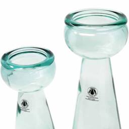Verano Spanish Ceramics Glass Home Décor Clear Candle Holders (H) 40cm in Aqua - thumbnail 3