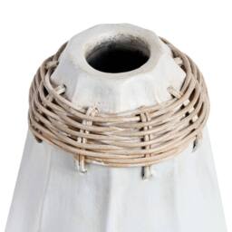 Wyld and Coco White Terracotta Vase with Rattan Neck - thumbnail 5