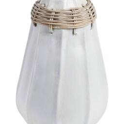 Wyld and Coco White Terracotta Vase with Rattan Neck - thumbnail 2