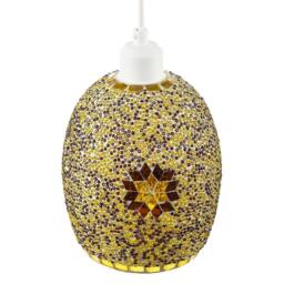 Happy Homewares Dome Shaped Pendant Light Shade with Glass Mosaic Beaded Construction in Gold - thumbnail 3