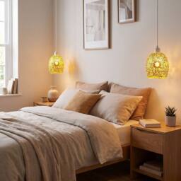 Happy Homewares Dome Shaped Pendant Light Shade with Glass Mosaic Beaded Construction in Gold - thumbnail 6