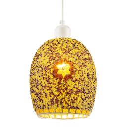 Happy Homewares Dome Shaped Pendant Light Shade with Glass Mosaic Beaded Construction in Gold - thumbnail 2