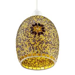 Happy Homewares Dome Shaped Pendant Light Shade with Glass Mosaic Beaded Construction in Gold - thumbnail 4