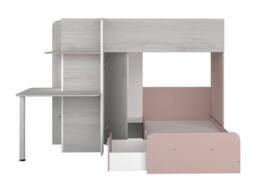 Vente-unique Corner Bunk Beds 2 X 90 X 190 Cm - With Desk - Grey, White & Pink in Light Grey - Size: Single - thumbnail 2
