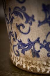 Dibor Vintage Solene Blue Large Botanical Flower Urn Vase H37 x Dia19cm in Cream - thumbnail 4