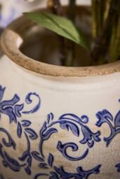 Dibor Vintage Solene Blue Large Botanical Flower Urn Vase H37 x Dia19cm in Cream - thumbnail 3