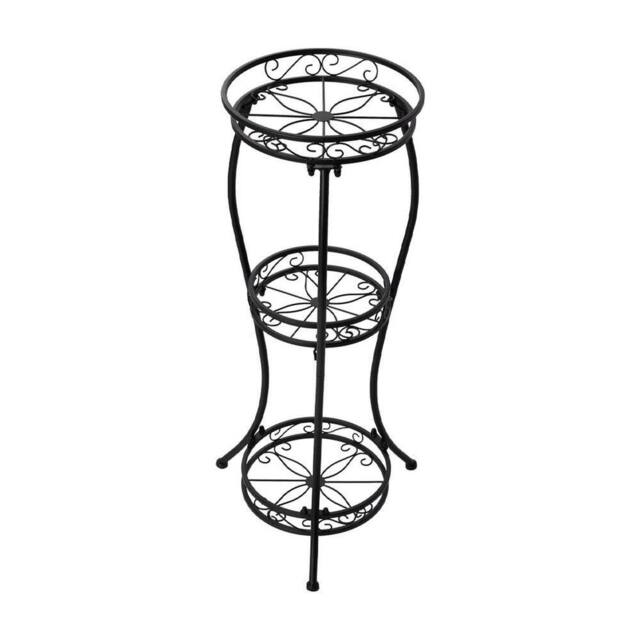KORVIXA Metal Plant Stand 3-Tier Shelves Flower Holder in Black - image 1