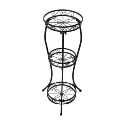 KORVIXA Metal Plant Stand 3-Tier Shelves Flower Holder in Black