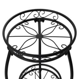 KORVIXA Metal Plant Stand 3-Tier Shelves Flower Holder in Black - thumbnail 3
