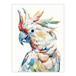 "Artery8 Cockatoo Parrot Bird Portrait Bright Design Wall Art Print in White - Size: W24"" x H32""" - thumbnail 1