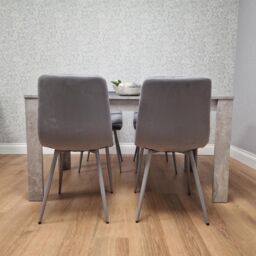 KOSY KOALA Modern Grey Dining Table Set with 4 Grey Velvet Chairs - Kitchen Dining Room Furniture in Brown - thumbnail 6