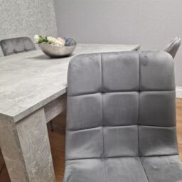 KOSY KOALA Modern Grey Dining Table Set with 4 Grey Velvet Chairs - Kitchen Dining Room Furniture in Brown - thumbnail 4