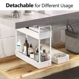 FORGEVIO Rolling Trolley, Kitchen Trolley with 3 Levels, Narrow-3 tier in White - thumbnail 4