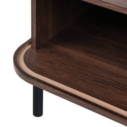 Wyld and Coco Retro Coffee Table Dark Brown Top Black Metal Legs and Sliding Storage - thumbnail 9