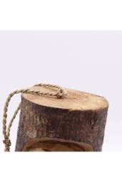 KDMD Hand-Carved Tree Trunk Bird House with Grumpy Old Man Face in Brown - thumbnail 3