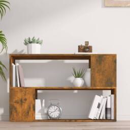 Berkfield Home Book Cabinet Smoked Oak 100x24x63 cm Engineered Wood in Brown - Size: 100 x 24 x 63 cm - thumbnail 3