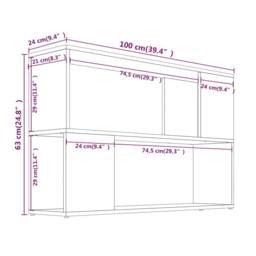 Berkfield Home Book Cabinet Smoked Oak 100x24x63 cm Engineered Wood in Brown - Size: 100 x 24 x 63 cm - thumbnail 7