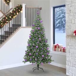 Berkfield Home Christmas Tree with 300 LEDs with Stand Green 240 cm PVC - thumbnail 1
