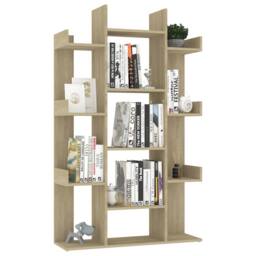 Berkfield Home Book Cabinet Sonoma Oak 86x25.5x140 cm Engineered Wood in Natural - thumbnail 4
