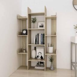 Berkfield Home Book Cabinet Sonoma Oak 86x25.5x140 cm Engineered Wood in Natural - thumbnail 3