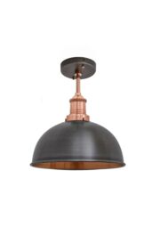 Industville Brooklyn Dome Flush Mount, 8 Inch, Pewter & Copper, Copper Holder - thumbnail 2