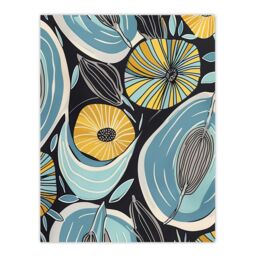"Artery8 Abstract Blue & Yellow Flowers Seeds Design Wall Art Print - Size: W12"" x H16""" - thumbnail 1