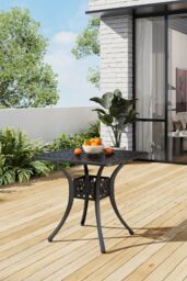 Garden Sanctuary Cast Aluminum Square Outdoor Dining Table in Black - thumbnail 2