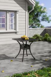Garden Sanctuary Cast Aluminum Square Outdoor Dining Table in Black - thumbnail 1