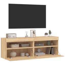 Berkfield Home TV Wall Cabinets with LED Lights 2 pcs Sonoma Oak 60x30x40 cm in Light Tan - Size: 60 x 30 x 40 cm - thumbnail 7
