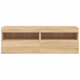 Berkfield Home TV Wall Cabinets with LED Lights 2 pcs Sonoma Oak 60x30x40 cm in Light Tan - Size: 60 x 30 x 40 cm - thumbnail 9