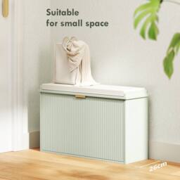 STILVORA Shoe Bench with Flip Drawer & Cushion Seat in Green - thumbnail 6
