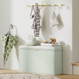 STILVORA Shoe Bench with Flip Drawer & Cushion Seat in Green - thumbnail 3